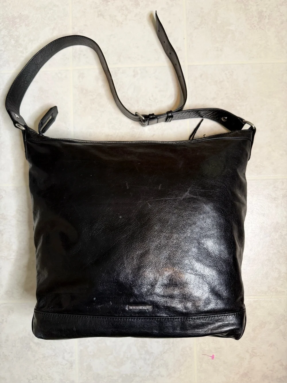 REBECCA MINKOFF Regan Large Leather Hobo Shoulder Bag Adjustable Strap